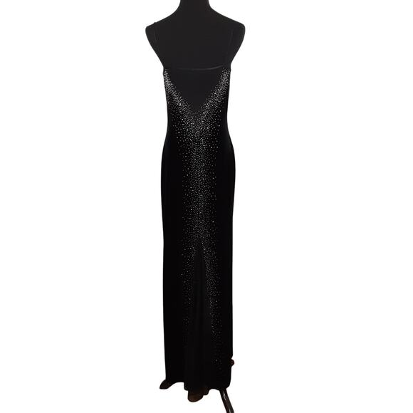 Vintage Y2K Velour Evening Gown Bodycon Beaded Floor Length Cutout Dress Sexy - Picture 4 of 12